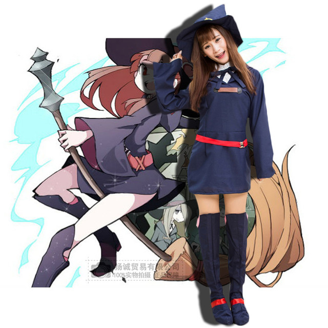 Anime Little Witch Academia Botas para Mulher, Fantasias de Cosplay,  Vestido de Halloween, Uniforme, Sapatos, Botas